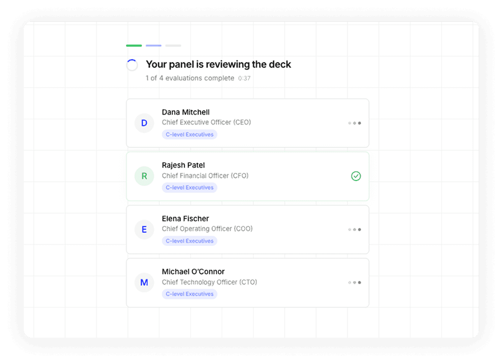 Generated reviewer panel inside the presentation feedback simulator