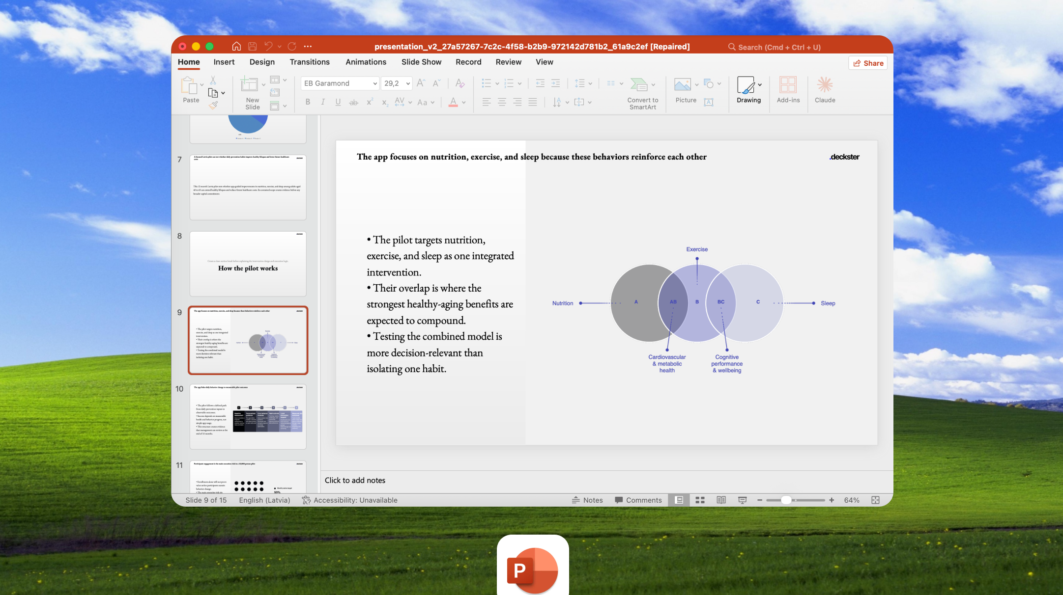 Native presentation exports visual